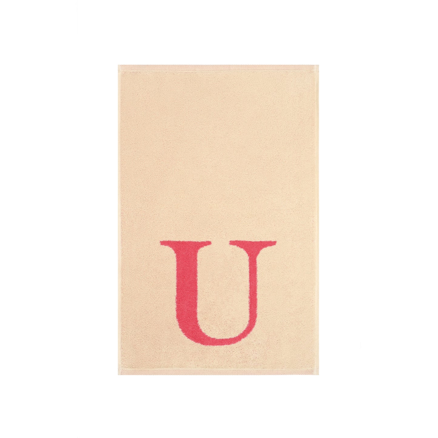 2er Set - Kleines Handtuch mit Buchstabe "U" – Natur / Pink / Orange
