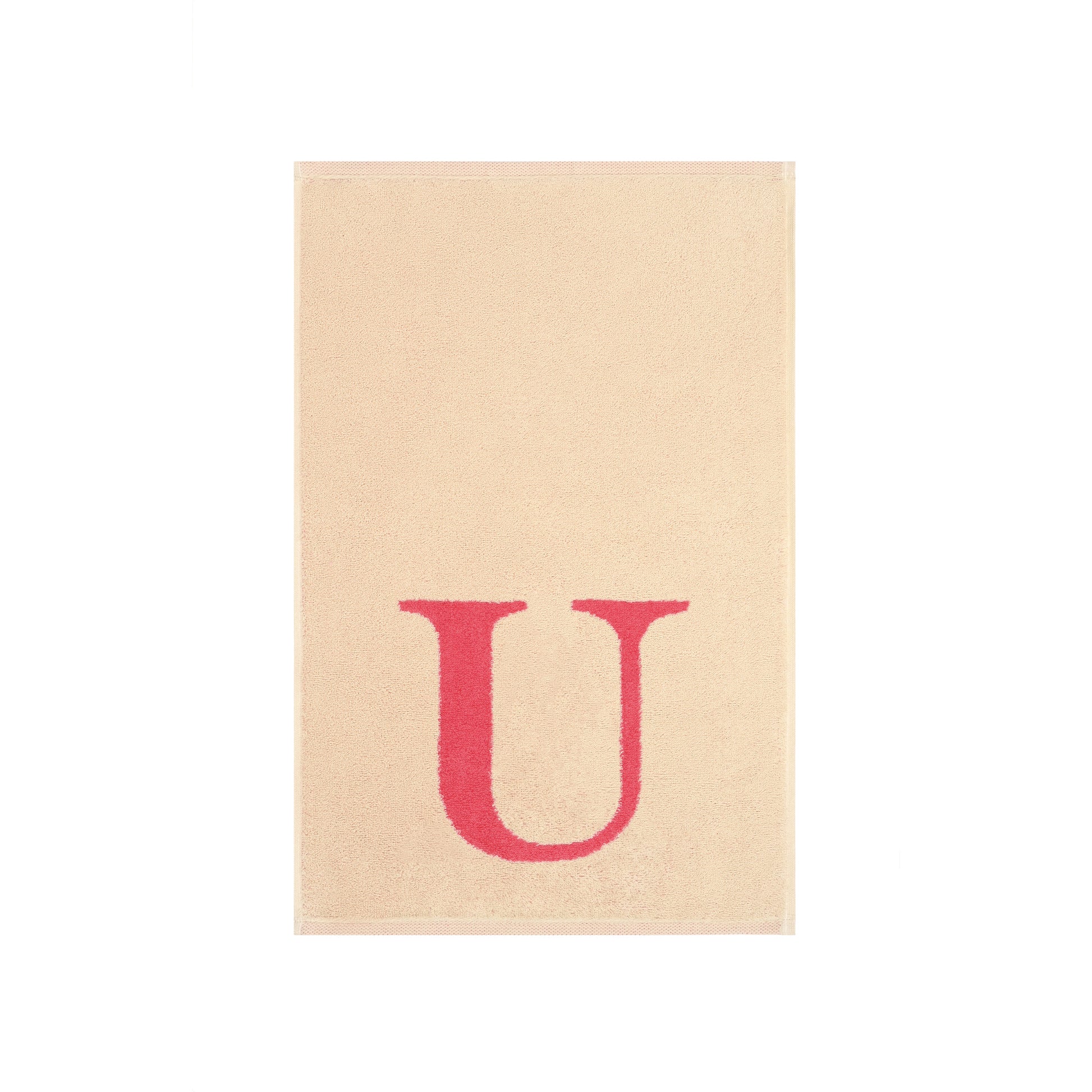 2er Set - Kleines Handtuch mit Buchstabe "U" – Natur / Pink / Orange