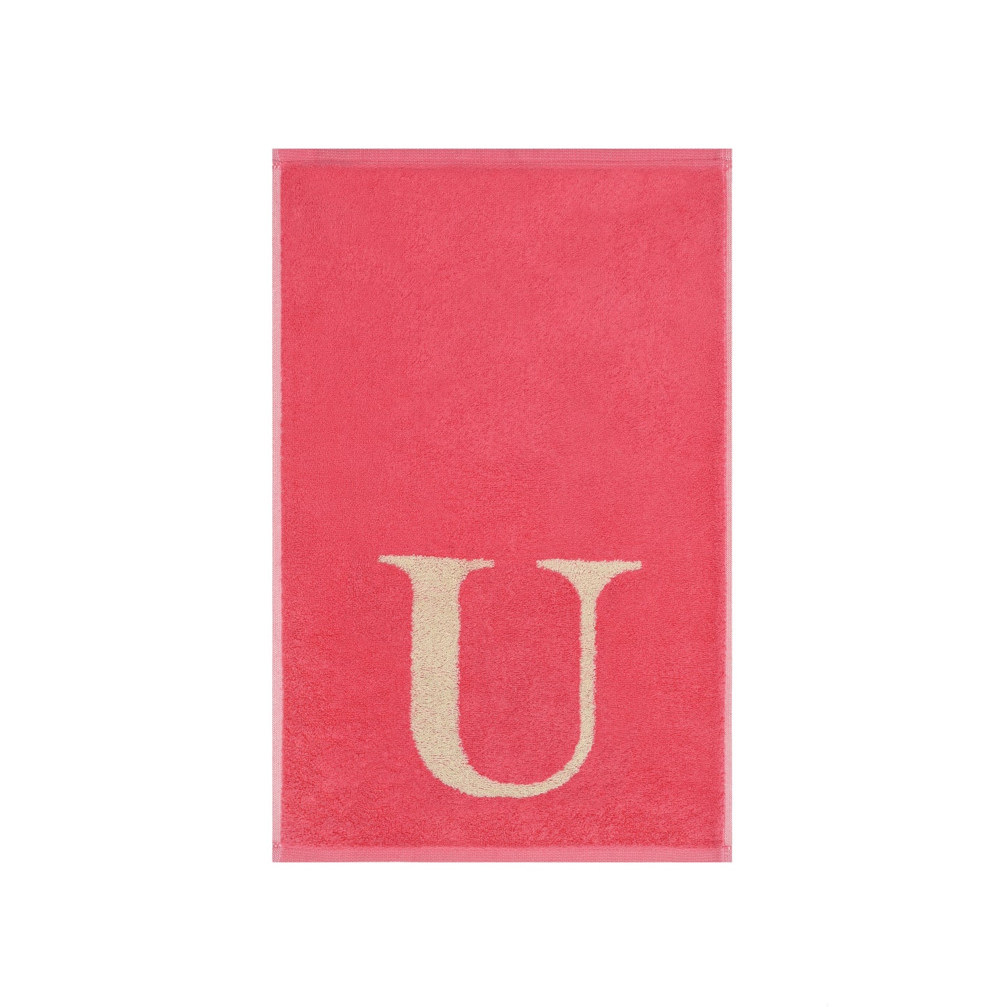 2er Set - Kleines Handtuch mit Buchstabe "U" – Natur / Pink / Orange