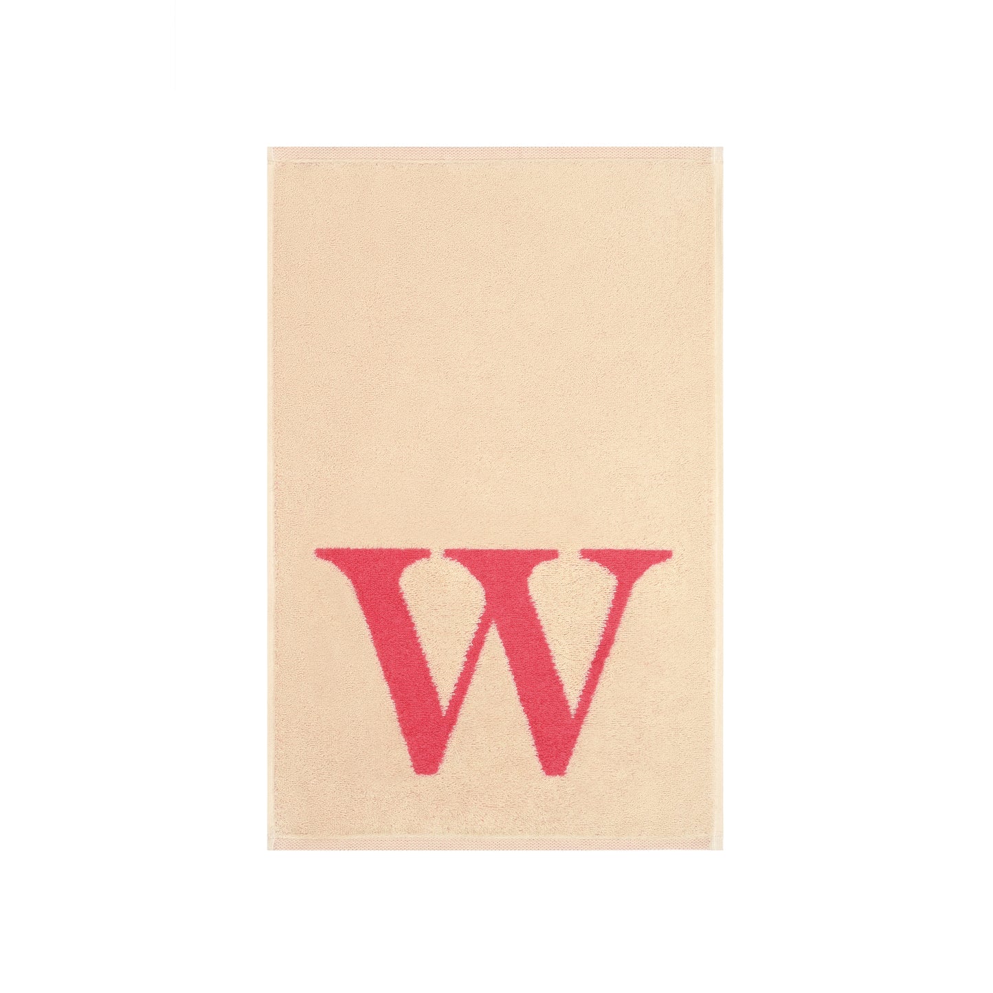 2er Set - Kleines Handtuch mit Buchstabe "W" – Natur / Pink / Orange