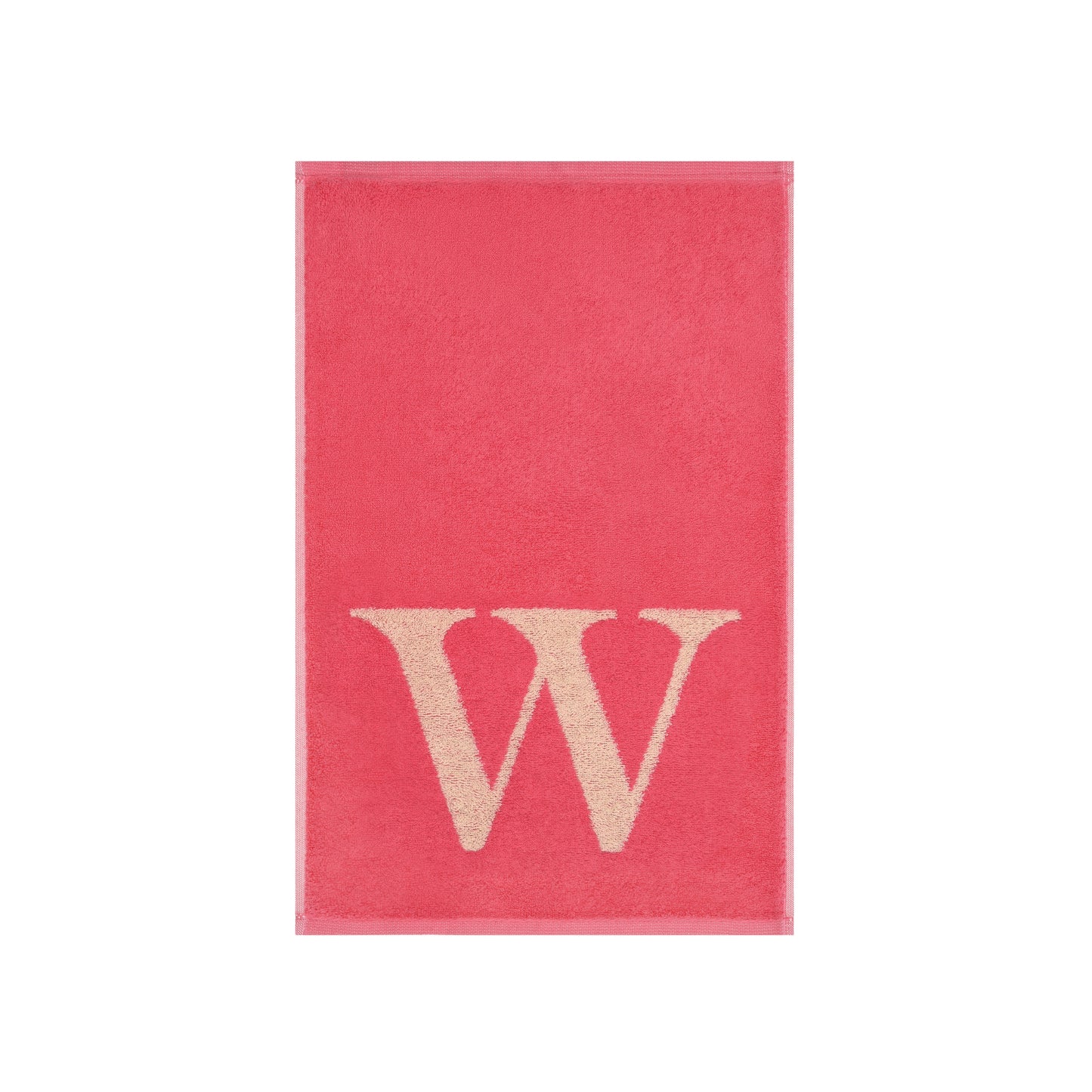2er Set - Kleines Handtuch mit Buchstabe "W" – Natur / Pink / Orange