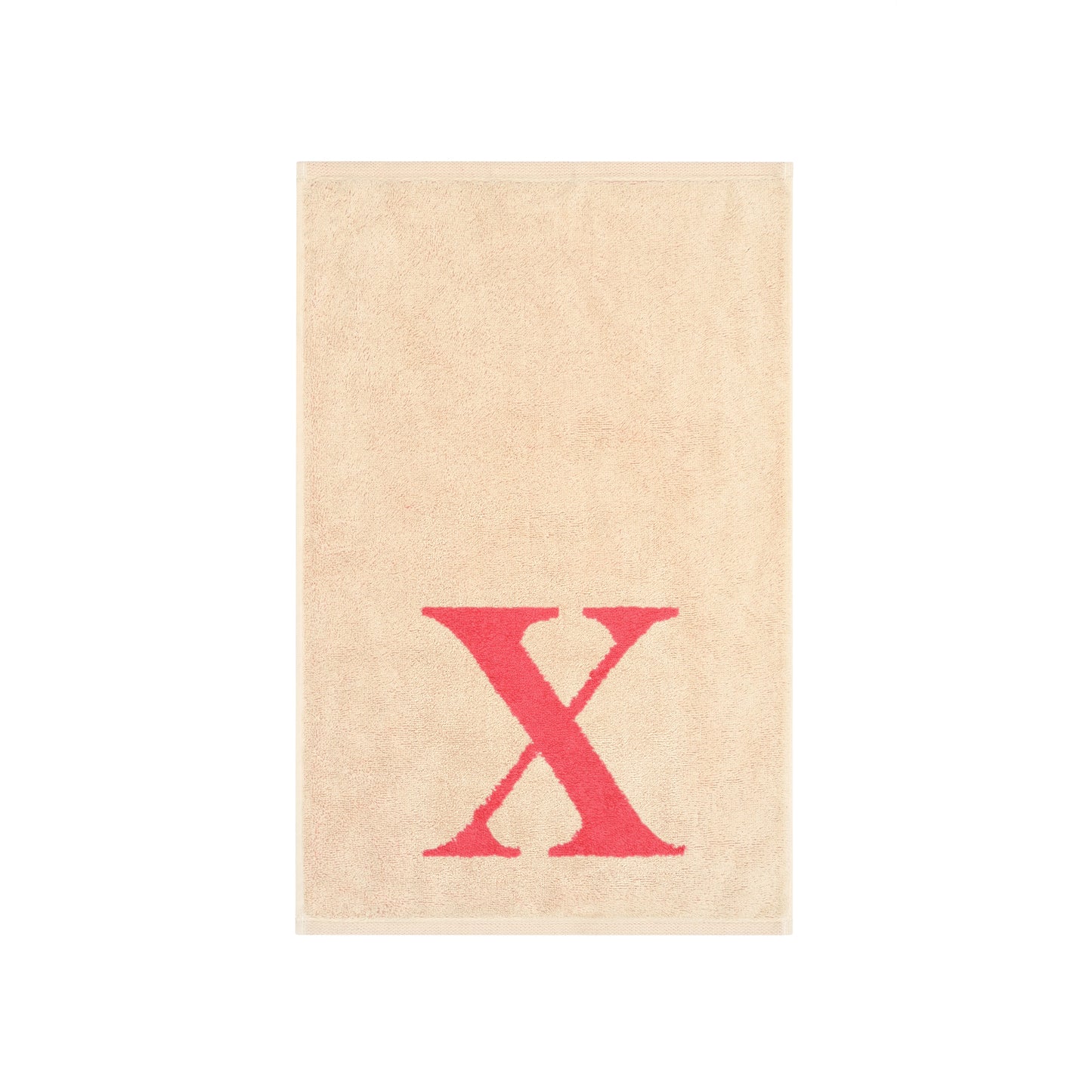 2er Set - Kleines Handtuch mit Buchstabe "X" – Natur / Pink / Orange