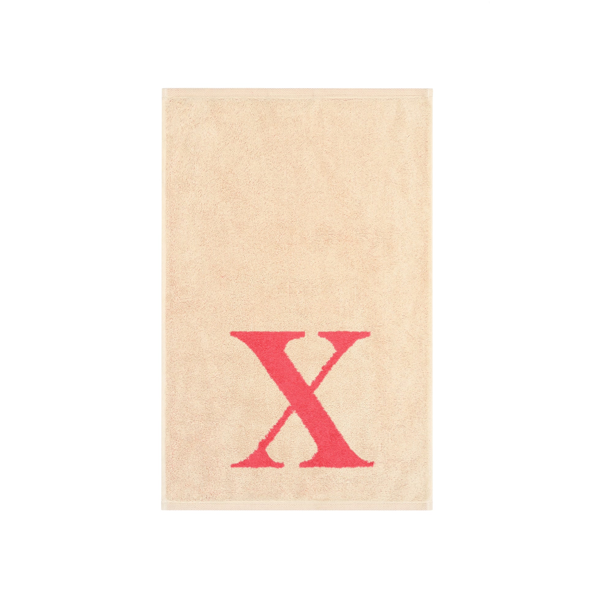 2er Set - Kleines Handtuch mit Buchstabe "X" – Natur / Pink / Orange