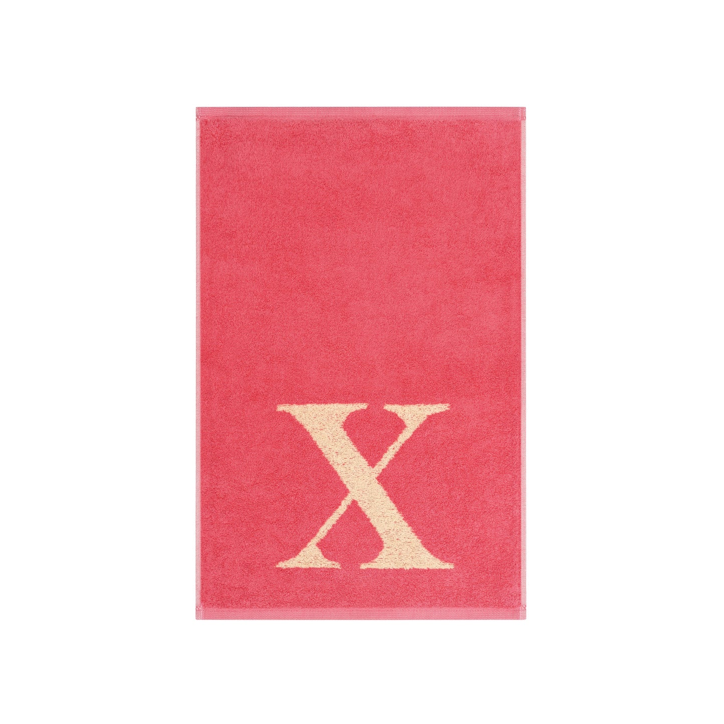 2er Set - Kleines Handtuch mit Buchstabe "X" – Natur / Pink / Orange