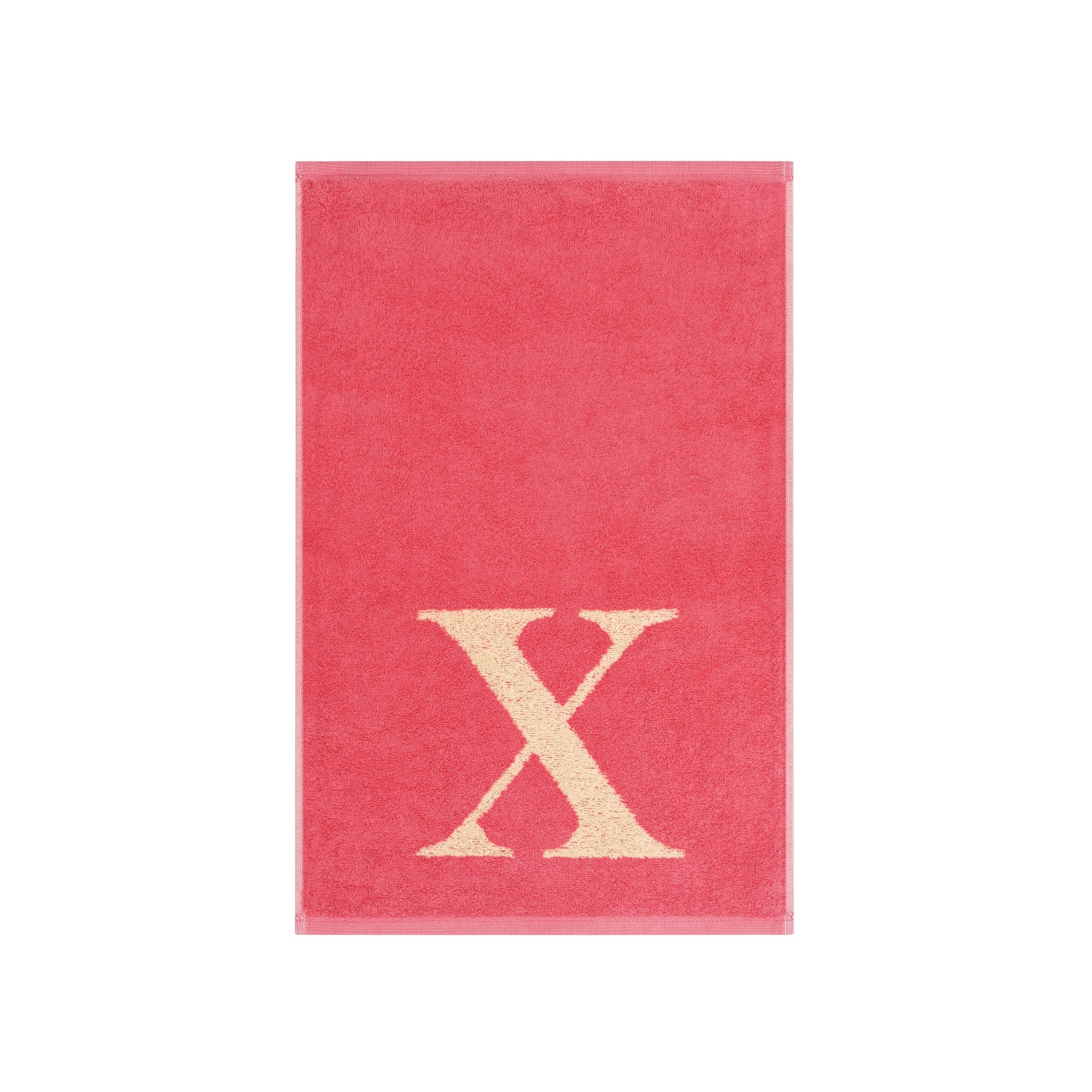 2er Set - Kleines Handtuch mit Buchstabe "X" – Natur / Pink / Orange