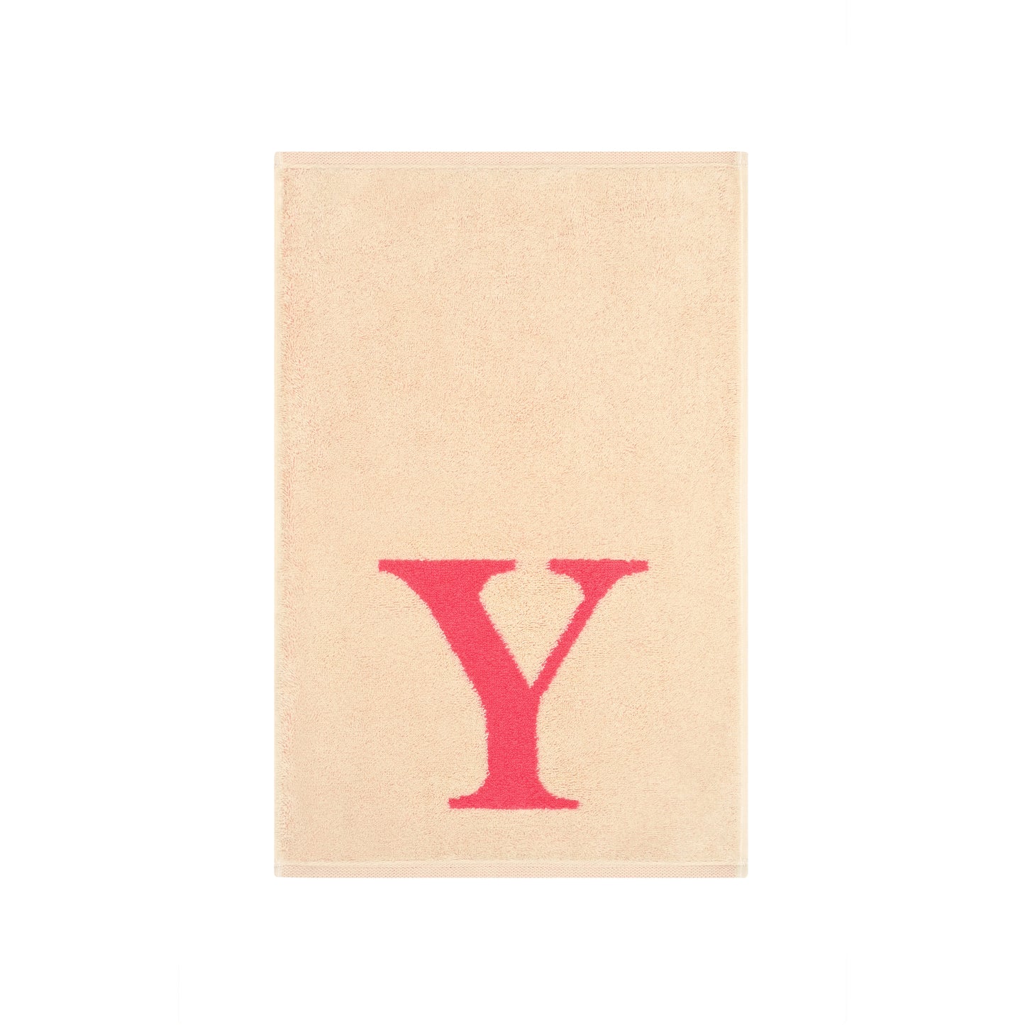 2er Set - Kleines Handtuch mit Buchstabe "Y" – Natur / Pink / Orange