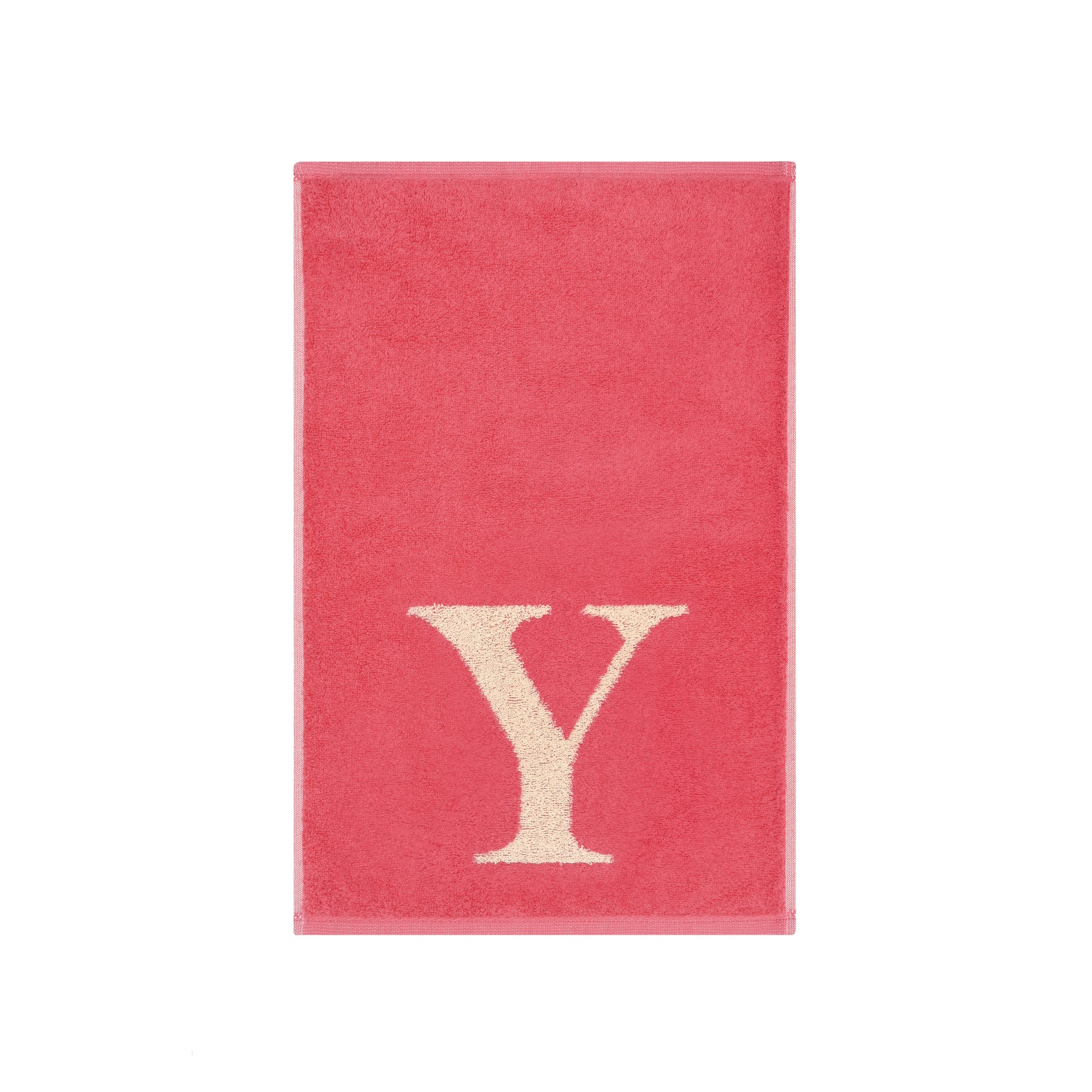 2er Set - Kleines Handtuch mit Buchstabe "Y" – Natur / Pink / Orange