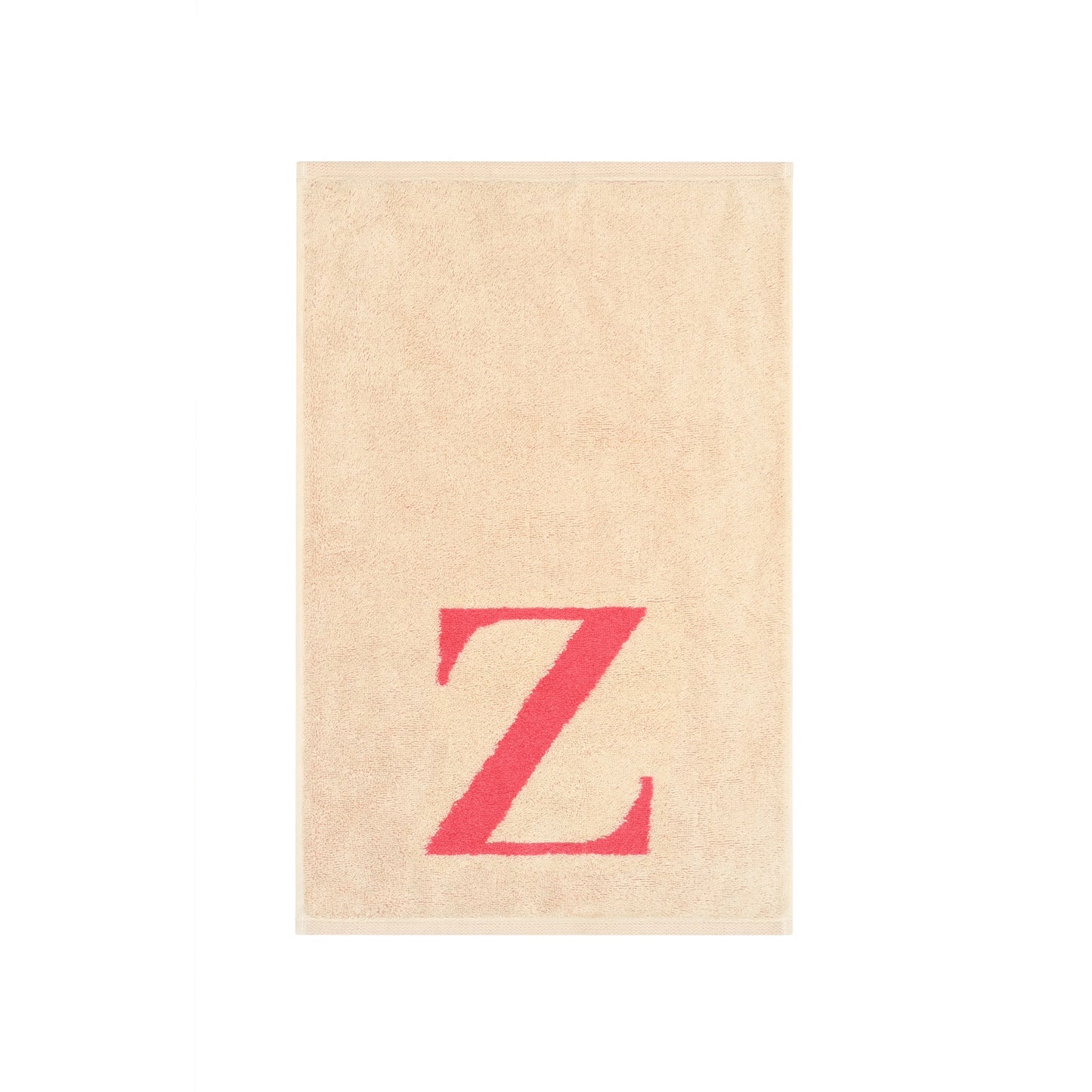 2er Set - Kleines Handtuch mit Buchstabe "Z" – Natur / Pink / Orange