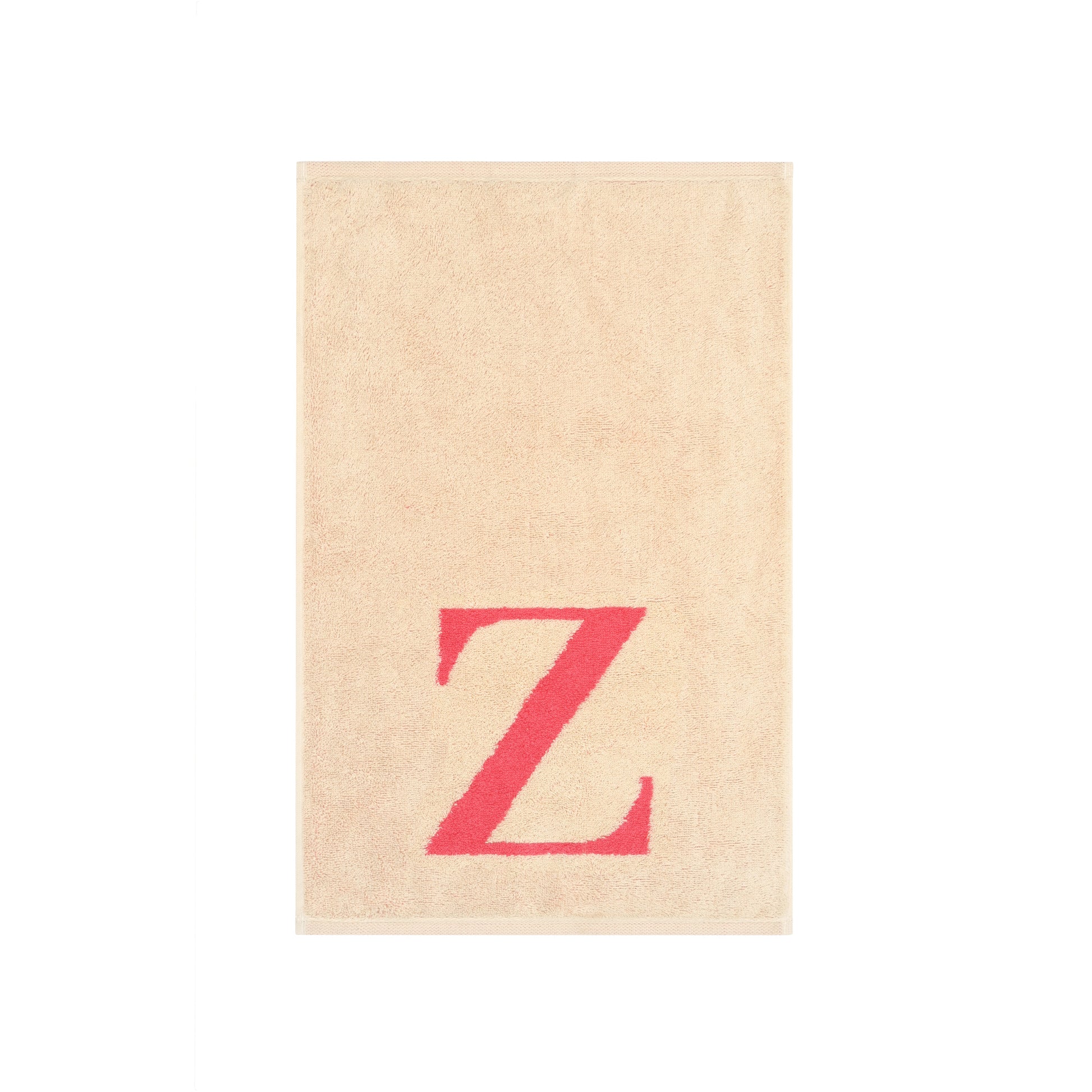 2er Set - Kleines Handtuch mit Buchstabe "Z" – Natur / Pink / Orange