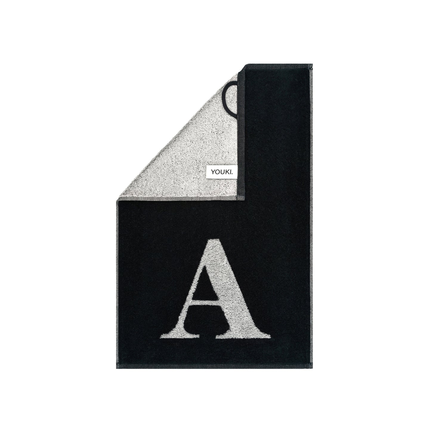 2er Set - Kleines Handtuch mit Buchstabe "A" – Silber / Schwarz