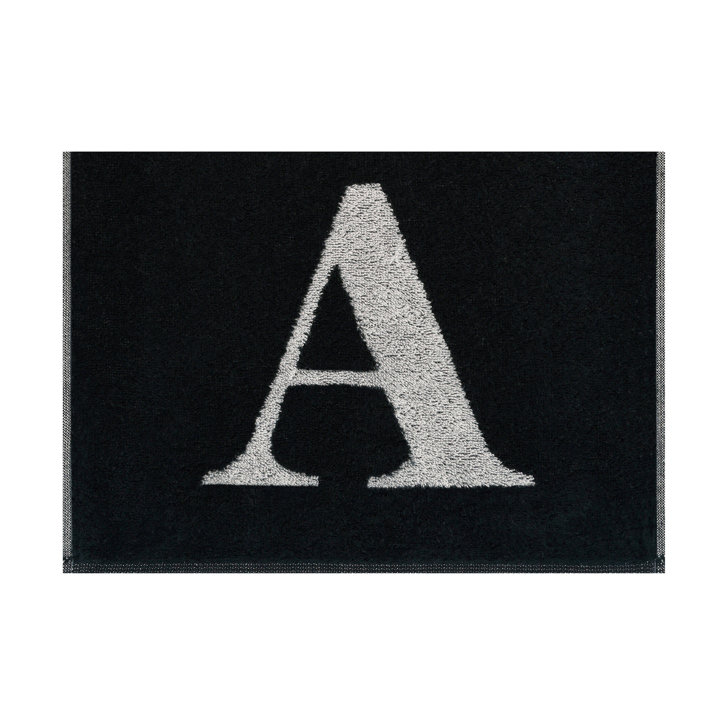 2er Set - Kleines Handtuch mit Buchstabe "A" – Silber / Schwarz