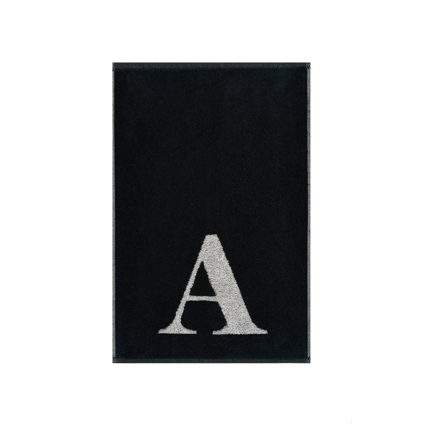 2er Set - Kleines Handtuch mit Buchstabe "A" – Silber / Schwarz