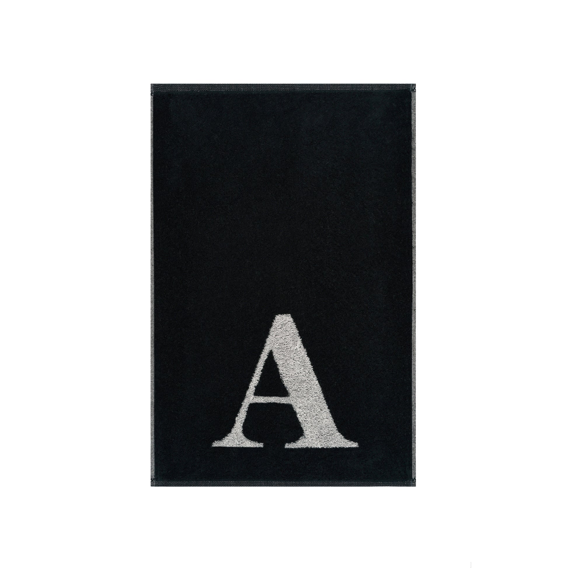 2er Set - Kleines Handtuch mit Buchstabe "A" – Silber / Schwarz