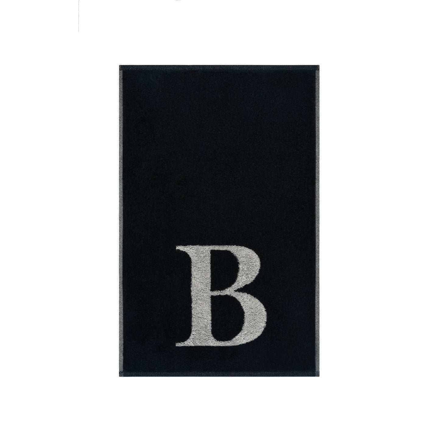 2er Set - Kleines Handtuch mit Buchstabe "B" – Silber / Schwarz