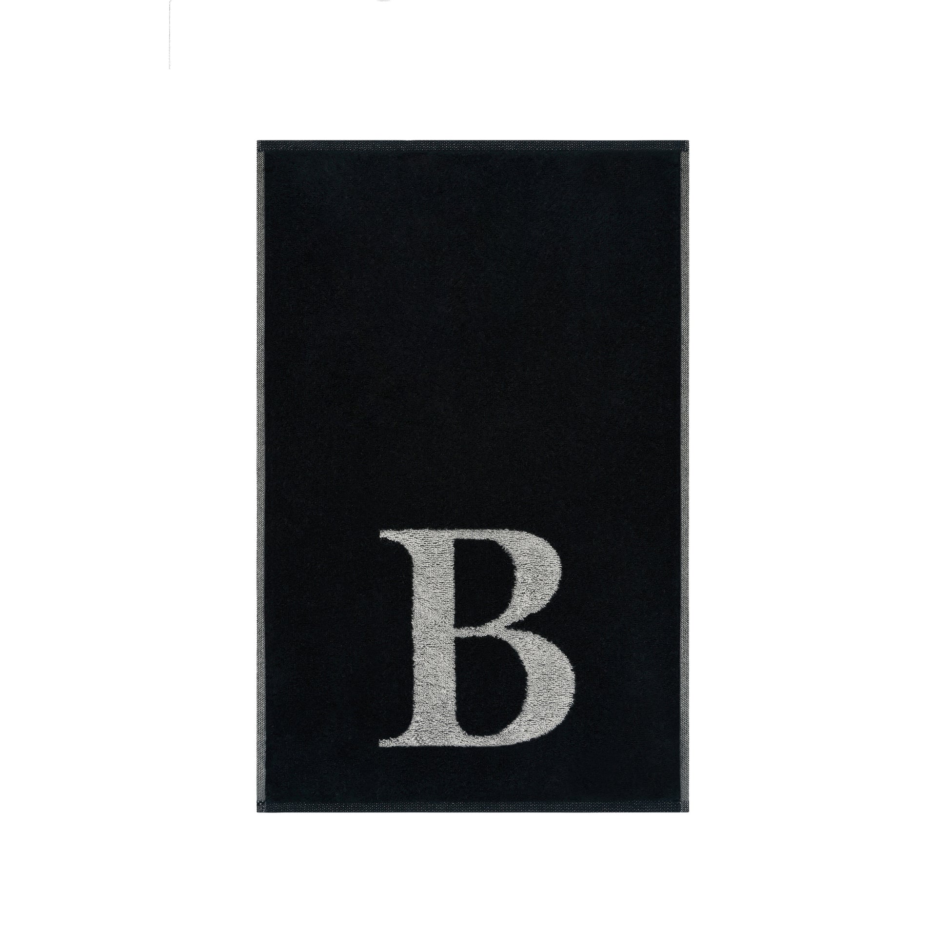 2er Set - Kleines Handtuch mit Buchstabe "B" – Silber / Schwarz