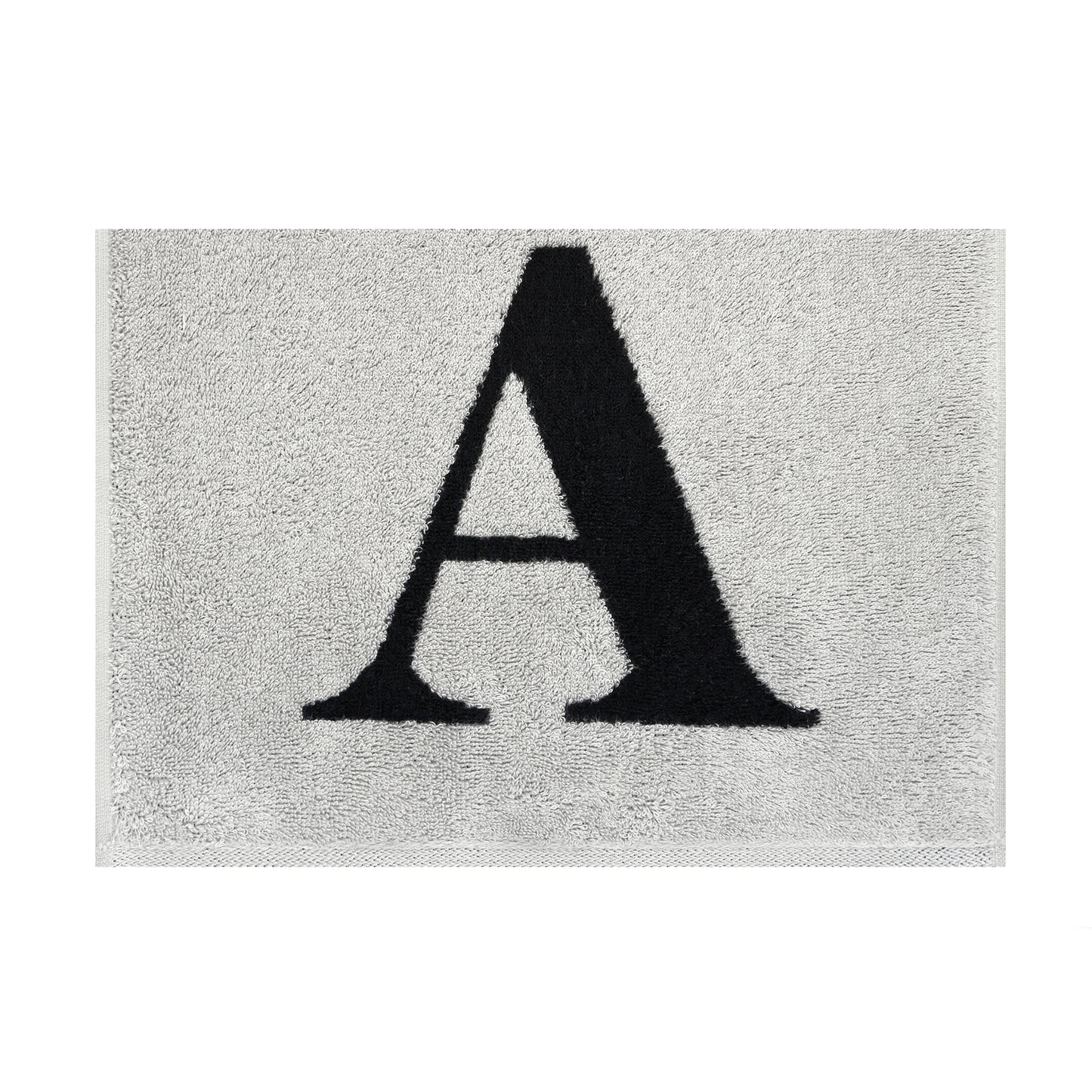 2er Set - Kleines Handtuch mit Buchstabe "A" – Silber / Schwarz