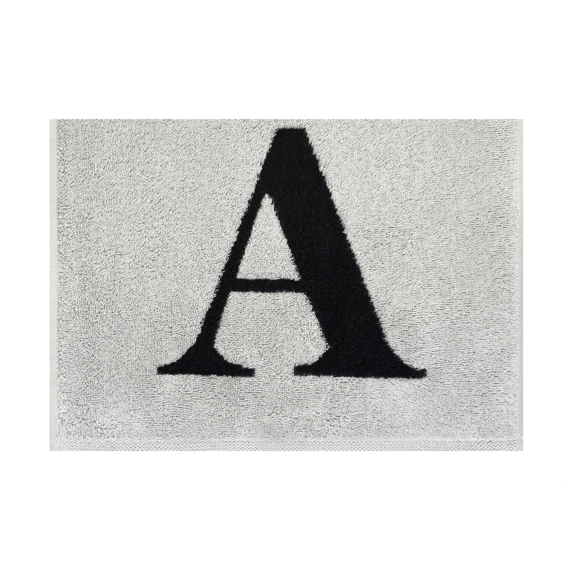 2er Set - Kleines Handtuch mit Buchstabe "A" – Silber / Schwarz