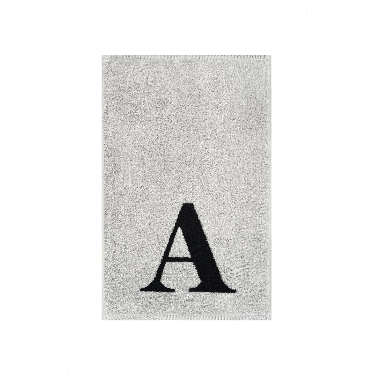 2er Set - Kleines Handtuch mit Buchstabe "A" – Silber / Schwarz