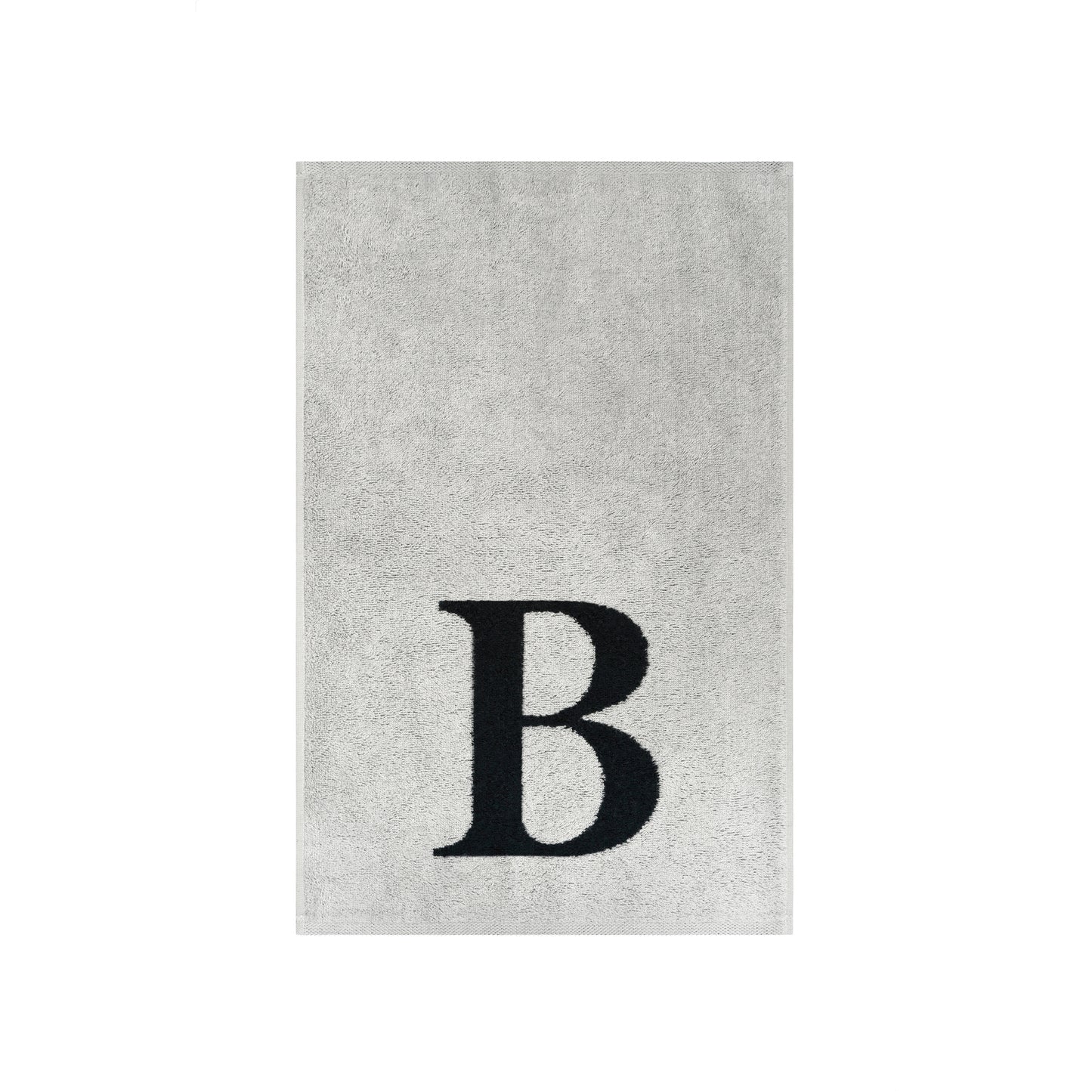 2er Set - Kleines Handtuch mit Buchstabe "B" – Silber / Schwarz