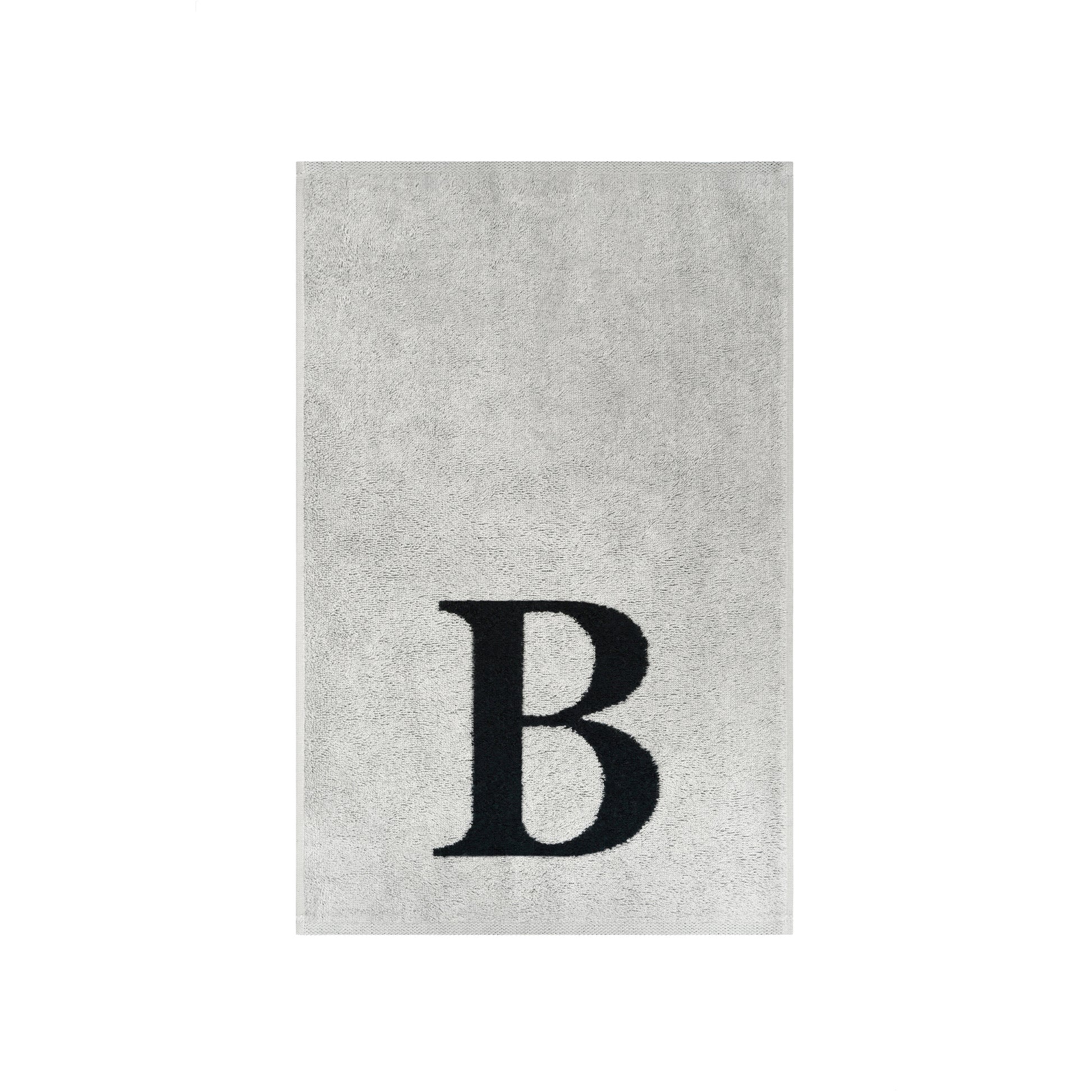 2er Set - Kleines Handtuch mit Buchstabe "B" – Silber / Schwarz