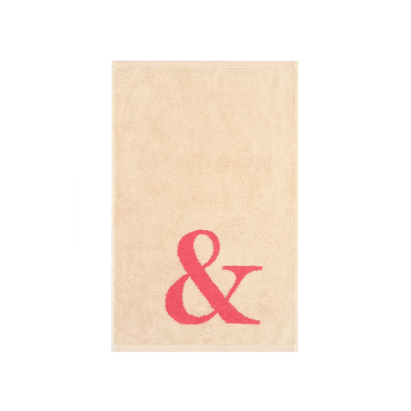 2er Set - Kleines Handtuch mit Buchstabe "&" – Natur / Pink / Orange