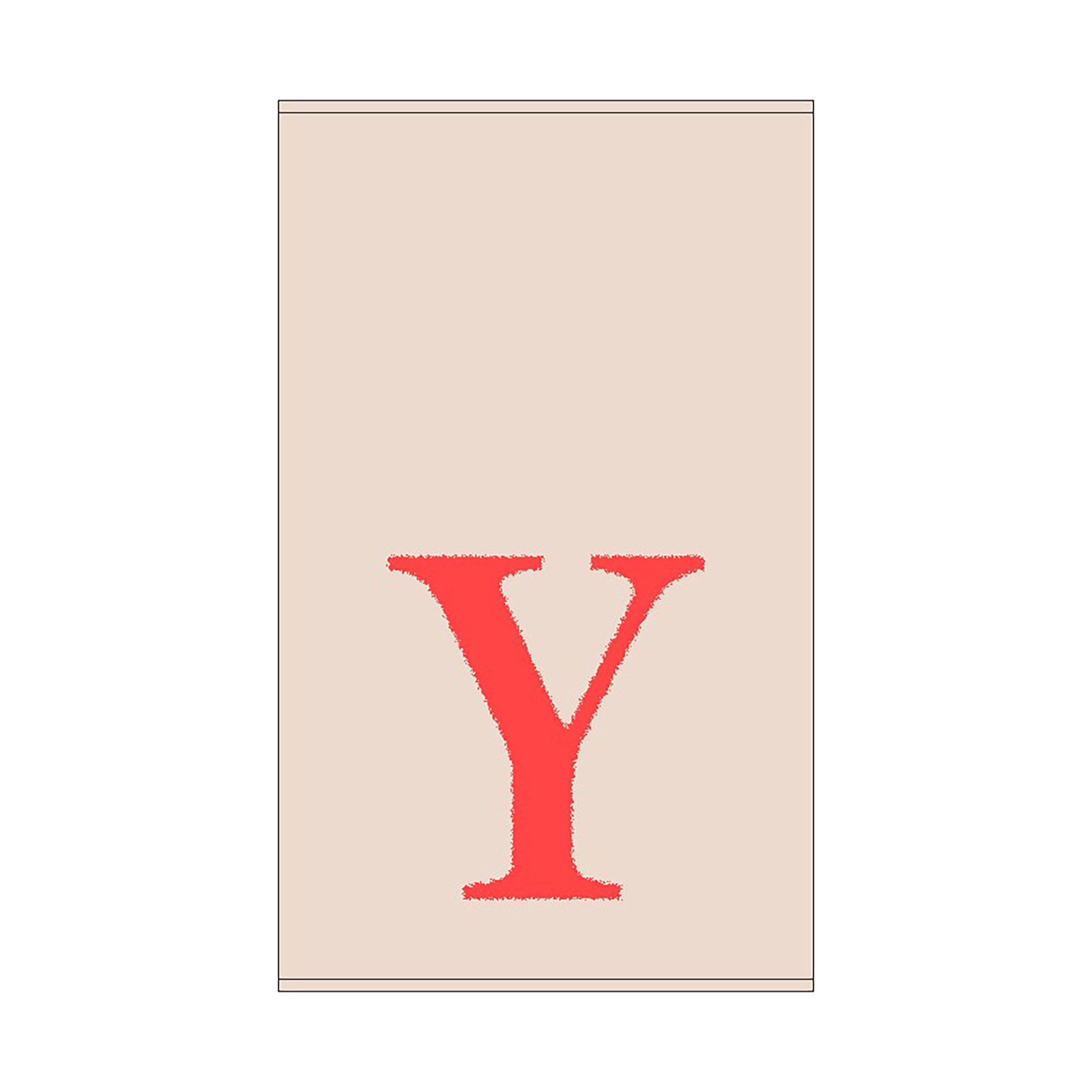 2er Set - Kleines Handtuch mit Buchstabe "Y", 2 Farben Beiges Handtuch der Marke YOUKI in Wendeoptik mit rotem Großbuchstaben Y unten mittig, Maße 30×50 cm.