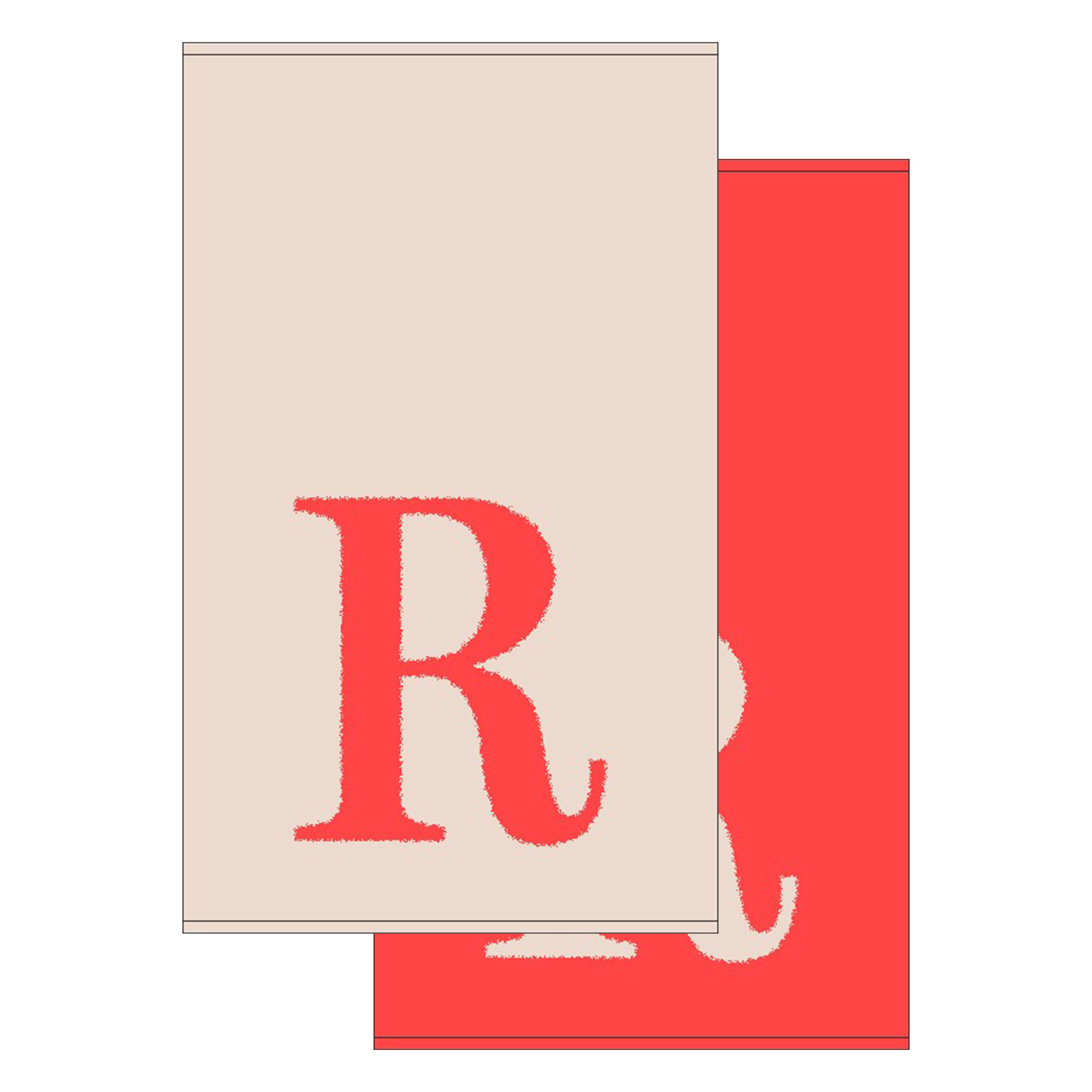 2er Set - Kleines Handtuch mit Buchstabe "R", 2 Farben   