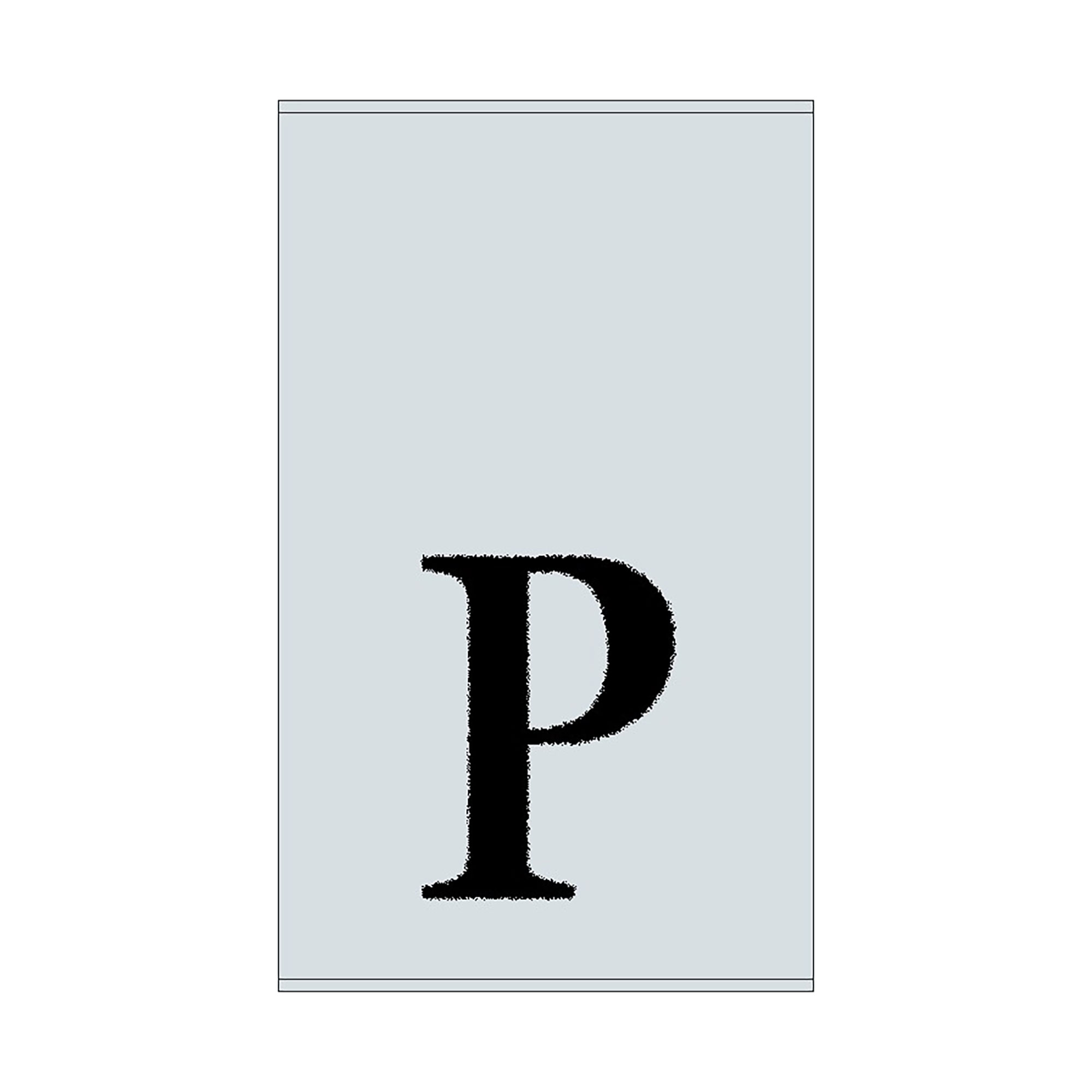 2er Set - Kleines Handtuch mit Buchstabe "P", 2 Farben Graues Handtuch der Marke YOUKI in Wendeoptik mit schwarzem Großbuchstaben P unten mittig, Maße 30×50 cm.