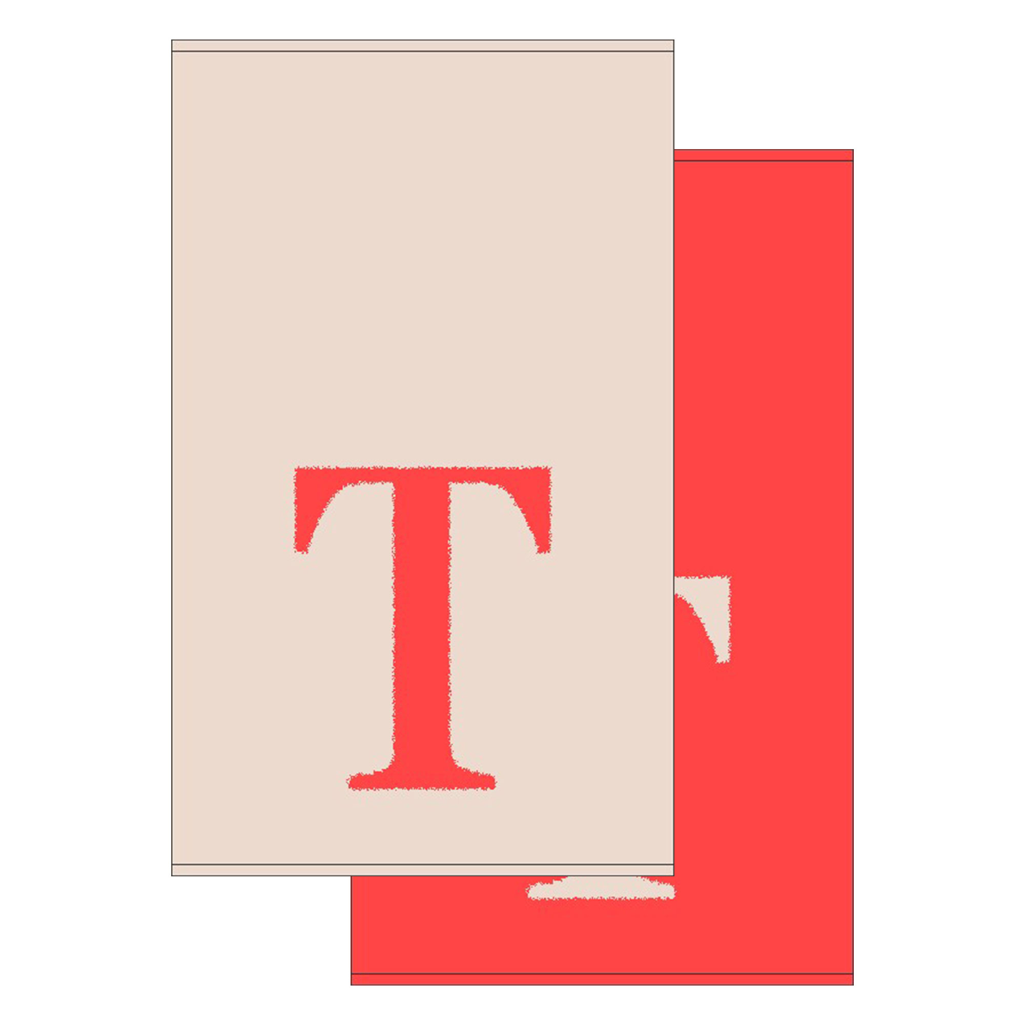 2er Set - Kleines Handtuch mit Buchstabe "T", 2 Farben 