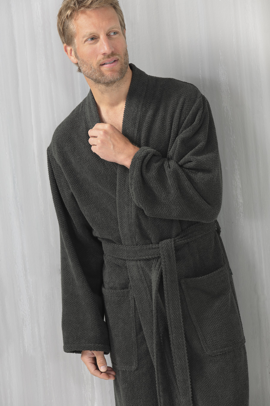 Herren-Bademantel, Kimono, 100% Baumwolle 