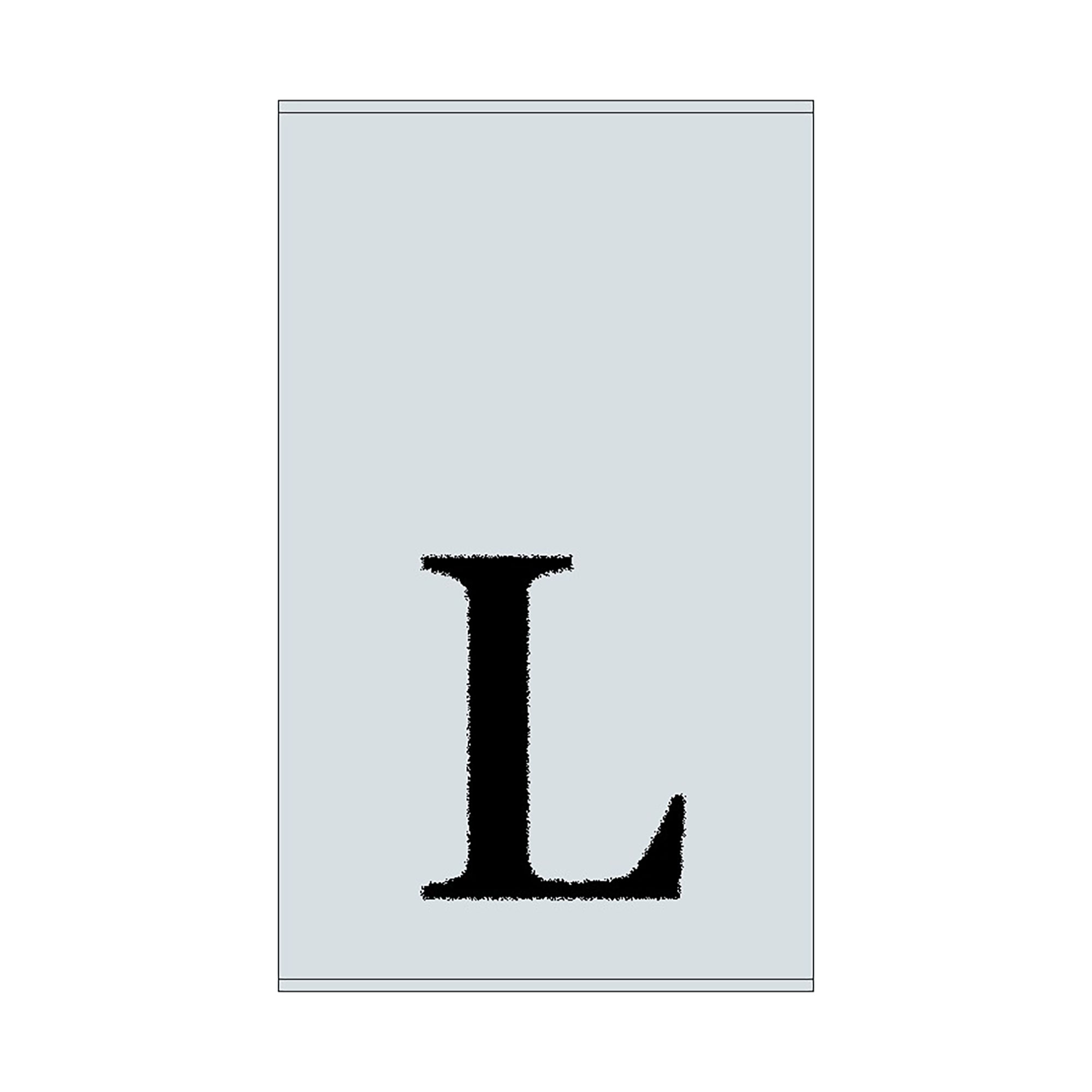 2er Set - Kleines Handtuch mit Buchstabe "L", 2 Farben Graues Handtuch der Marke YOUKI in Wendeoptik mit schwarzem Großbuchstaben L unten mittig, Maße 30×50 cm.